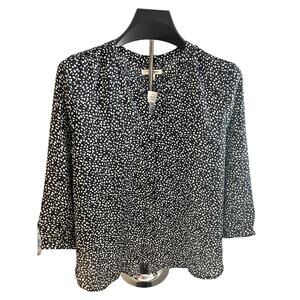 Jachs Girlfriend  3/4 Sleeve Blouse - Women's Size S - Black & White Geo Pattern